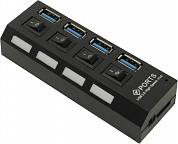 Smartbuy <SBHA-7304-B> 4-port USB3.0 Hub с выключателями