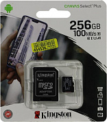 Kingston <SDCS2/256GB> microSDXC Memory Card 256Gb A1 V30 UHS-I U3 + microSD-->SD Adapter