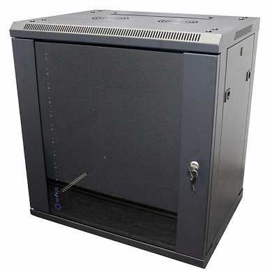 5bites <TC6401-12B> Шкаф настенный телекоммуникационный, чёрный 12U 600x450, дверь стекло-металл
