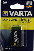 VARTA LONGLIFE 4122 9V, щелочной (alkaline), типа "Крона"
