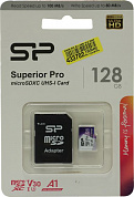 Silicon Power <SP128GBSTXDU3V20AB> microSDXC Memory Card 128Gb UHS-I U3 + microSD-->SD Adapter