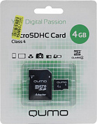 Qumo <QM4GMICSDHC4> microSDHC 4Gb Class4 + microSD-->SD Adapter