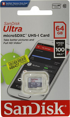 SanDisk Ultra <SDSQUNR-064G-GN3MN> microSDXC Memory Card 64Gb UHS-I U1