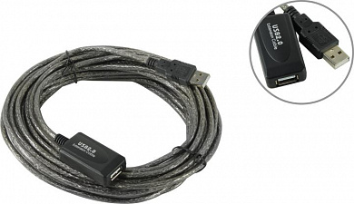 ExeGate <EX-UAE-AMAF-10.0> Кабель удлинительный активный USB 2.0-repeater A-->A 10м <EX294767RUS>