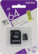 SmartBuy <SB64GBSDCCTV> microSDXC 64Gb Class10 UHS-I U3 V30 + microSD-->SD Adapter