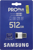 Samsung PRO Plus <MB-MD512KB/WW> microSDXC Memory Card 512Gb Class10 UHS-I U3 A2 V30 + USB Reader