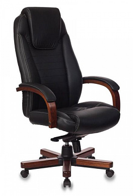 Бюрократ T-9923WALNUT/BLACK    Кресло руководителя (кожа, чёрный)