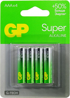 GP Super G-Tech GP24AA21-2CRSBC4 (LR03) Size AAA, щелочной (alkaline) <уп. 4 шт>