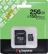 Kingston <SDCS3/256GB> microSDXC Memory Card 256Gb A1 V10 UHS-I U1 + microSD-->SD Adapter