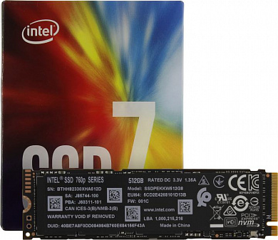 SSD 512 Gb M.2 2280 M Intel 760P Series <SSDPEKKW512G8XT> 3D TLC
