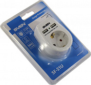 Сетевой фильтр SVEN SF-S1U White (1 розетка, 2xUSB) <019013>
