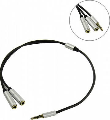 Кабель-переходник 4-pin Jack3.5-M --> 2xJack3.5-F (phone + mic)