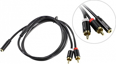 Vention <VAB-R01-S100> Кабель Jack3.5-F --> 2RCA-M 1м