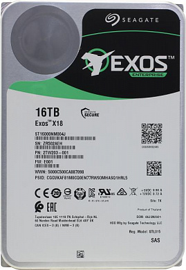 HDD 16 Tb SAS 12Gb/s Seagate Exos X18 <ST16000NM004J> 3.5" 7200rpm 256Mb