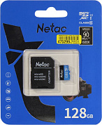 Netac <NT02P500STN-128G-R> microSDXC Memory Card 128Gb UHS-I U1+ microSD-->SD Adapter