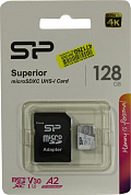 Silicon Power <SP128GBSTXDA2V20SP> microSDXC Memory Card 128Gb UHS-I U3 V30 A2 + microSD-->SD Adapter