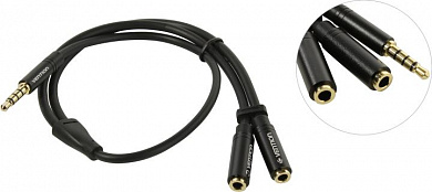 Vention <BBCBY> Кабель-переходник 4-pin Jack3.5-M --> 2xJack3.5-F 0.3м