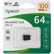 Карта памяти Apacer R100 microSDXC 64 ГБ [AP64GMCSX10UB-RA] [A1, Class 10, UHS Class 1, чтение - 100 Мбайт/сек]