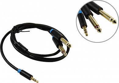 Vention <BACBF> Переходник Jack3.5-M --> 2xJack6.3-M  1м