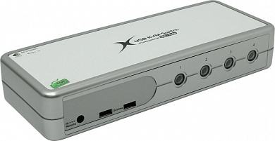 Multico <EW-K2404DU> 4-port DVI USB KVM Switch + 4-port USB2.0 Hub with Cable(клав.USB+мышьUSB+DVI-I+Audio)+б.п.
