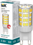 Лампа светодиодная IEK LLE-CORN-5-230-40-G9 Corn 5Вт капсульная 4000К нейтр. бел. G9 230В керамика