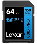 LSD0800P064G-BNNNG Флеш карта SD 64GB Lexar Professional 800x PRO SDXC UHS-I U3 V30 C10, 150/45 Mb/s