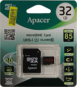 Apacer <AP32GMCSH10U5-R> microSDHC Memory Card 32Gb UHS-I U1 Class10 + microSD-->SD Adapter