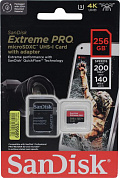 SanDisk Extreme PRO <SDSQXCD-256G-GN6MA> microSDXC Memory Card 256Gb UHS-I U3 V30 A2 + microSD--> SD Adapter