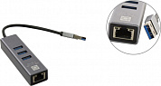 5bites <UA3-45-11BK> Кабель-адаптер USB3.0 --> 3xUSB3.0+UTP 1000Mbps