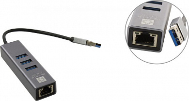 5bites <UA3-45-11BK> Кабель-адаптер USB3.0 --> 3xUSB3.0+UTP 1000Mbps