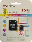 HIKVISION <HS-TF-C1-16G+microSD-->SD Adapter> microSDHC Memory Card 16Gb Class10