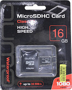 Qumo <QM16(G)MICSDHC10> microSDHC 16Gb Class10 + microSD-->SD Adapter