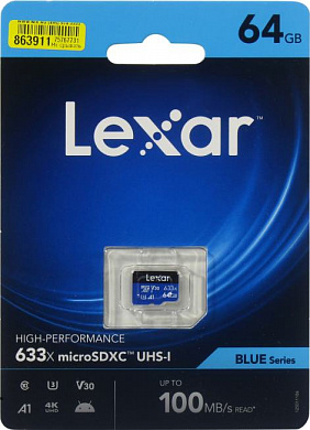 Lexar <LMS0633064G-BNNNG> microSDXC Memory Card 64Gb A1 V30 UHS-I U3