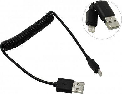 Smartbuy <iK-512sp black> Кабель USB AM-->Lightning 1м, спиральный