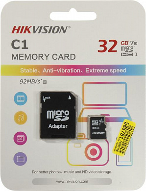 HIKVISION <HS-TF-C1-32G+microSD-->SD Adapter> microSDHC Memory Card 32Gb V10
