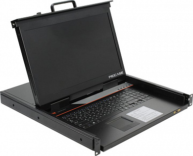 Procase <E1716HD> 1U выдвижная однорельсовая с LCD 17" + 16-port KVM Switch USB
