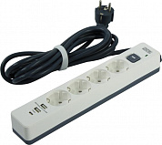 Сетевой фильтр PowerCom SP-01 USB2A1CW White <3м> 4 розетки, 2xUSB+USB-C