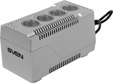 Стабилизатор SVEN <VR-F1000 Silver> (вх.180-285V, вых.230V, 320W, 2 розетки Euro со стабилизацией+2 без стаб.)
