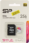 Silicon Power <SP256GBSTXBV1V20SP> microSDXC Memory Card 256Gb UHS-I U1 A1 V10 + microSD-->SD Adapter