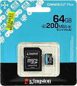 Kingston <SDCG4/64GB> microSDXC Memory Card 64Gb A2 V30 UHS-I U3 + microSD-->SD Adapter