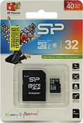 Silicon Power <SP032GBSTH010V10-SP> microSDHC Memory Card 32Gb Class10 + microSD-->SD Adapter