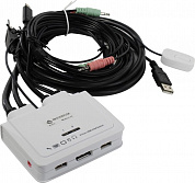 Multico <EW-K1302DPUC4K> 2-port Type-C/DP KVM Switch (клав.USB+мышьUSB+DP+Audio, проводной ПДУ, кабели несъемные)