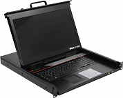 Procase <E1708HD> 1U выдвижная однорельсовая с LCD 17" + 8-port KVM Switch USB