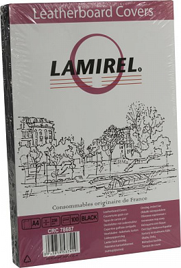 Lamirel <CRC78687> Обложки для переплёта (Black картонные, под кожу , A4, 230г/м2, уп.100шт)