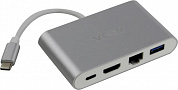 VCOM <CU455> Кабель-адаптер USB-C -> HDMI (F)+RJ45+USB3.0+USB-C