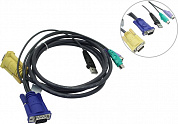 ATEN <2L-5302UP> Кабель для KVM переключателей (PS/2+PS/2+USB+VGA15M, 1.8м)
