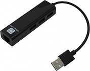 5bites <UA2-45-06BK> адаптер USB2.0 --> UTP 100Mbps + 3-port USB2.0 Hub