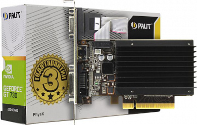 2Gb <PCI-Ex8> DDR3 Palit <GeForce GT730> (RTL) 64bit D-Sub+DVI+HDMI