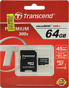Transcend <TS64GUSDXC10> microSDXC 64Gb Class 10 + microSD-->SD Adapter