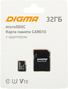 Digma <DGFCA032A01> microSDHC 32Gb UHS-I U1 Class10 V10 + microSD-->SD Adapter